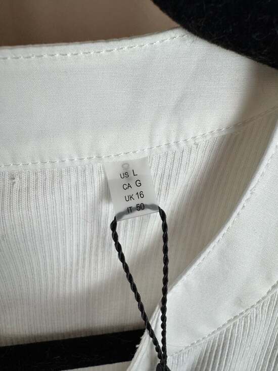 Elie Tahari Coralee Eyelet Puff Sleeve Henley Knit Top Sky White - Picture 4 of 5